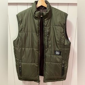 Stussy Reversible Puffer Vest Green Brown Rare Vintage